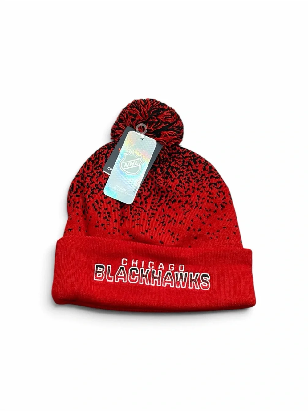 Chicago Blackhawks Cuffed Pom Knit Beanie Hat Cap